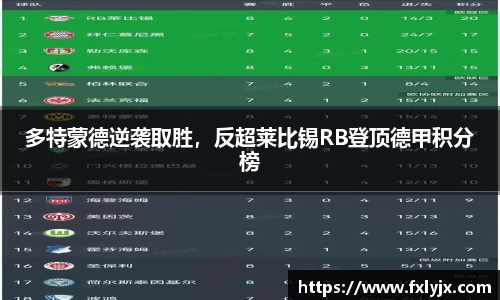 多特蒙德逆袭取胜，反超莱比锡RB登顶德甲积分榜