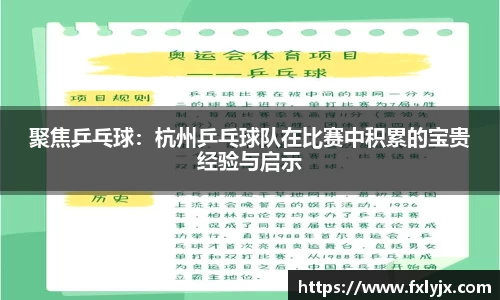 聚焦乒乓球：杭州乒乓球队在比赛中积累的宝贵经验与启示
