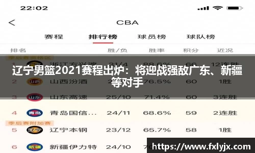 辽宁男篮2021赛程出炉：将迎战强敌广东、新疆等对手