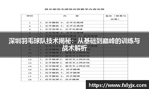 深圳羽毛球队技术揭秘：从基础到巅峰的训练与战术解析